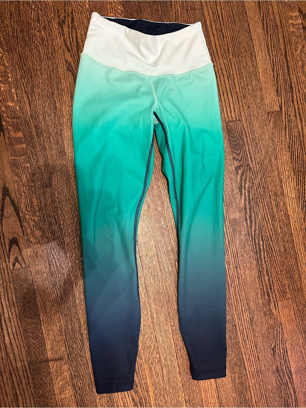 Athleta Ombre High-Waist Leggings - White to Teal